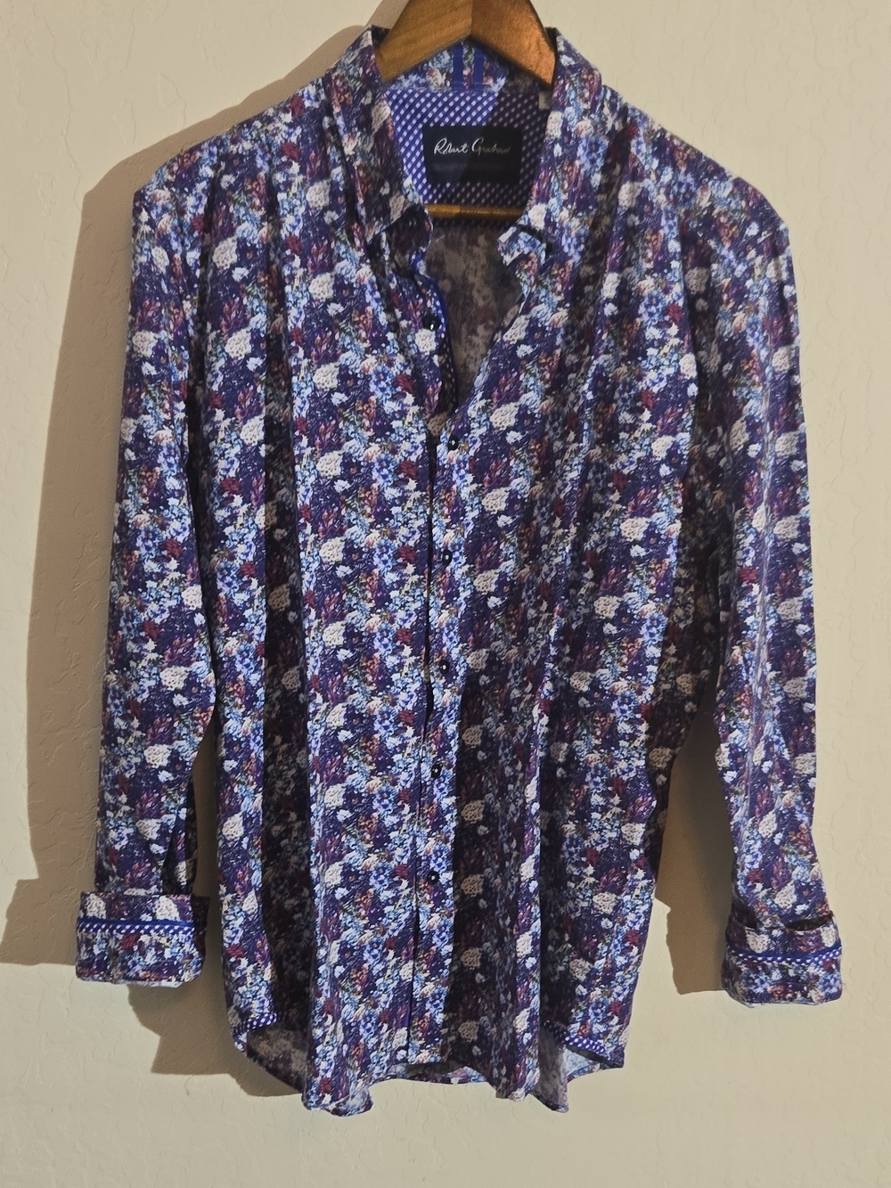 Robert Graham Blue and Purple Floral Button-Down Shirt